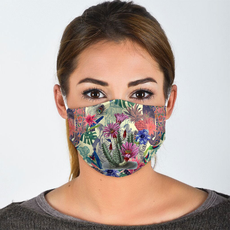 Colrful Blooming Cactus Face Mask