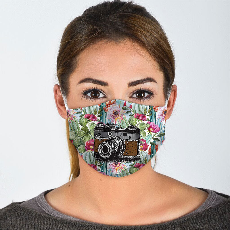 Camera Floral Face Mask