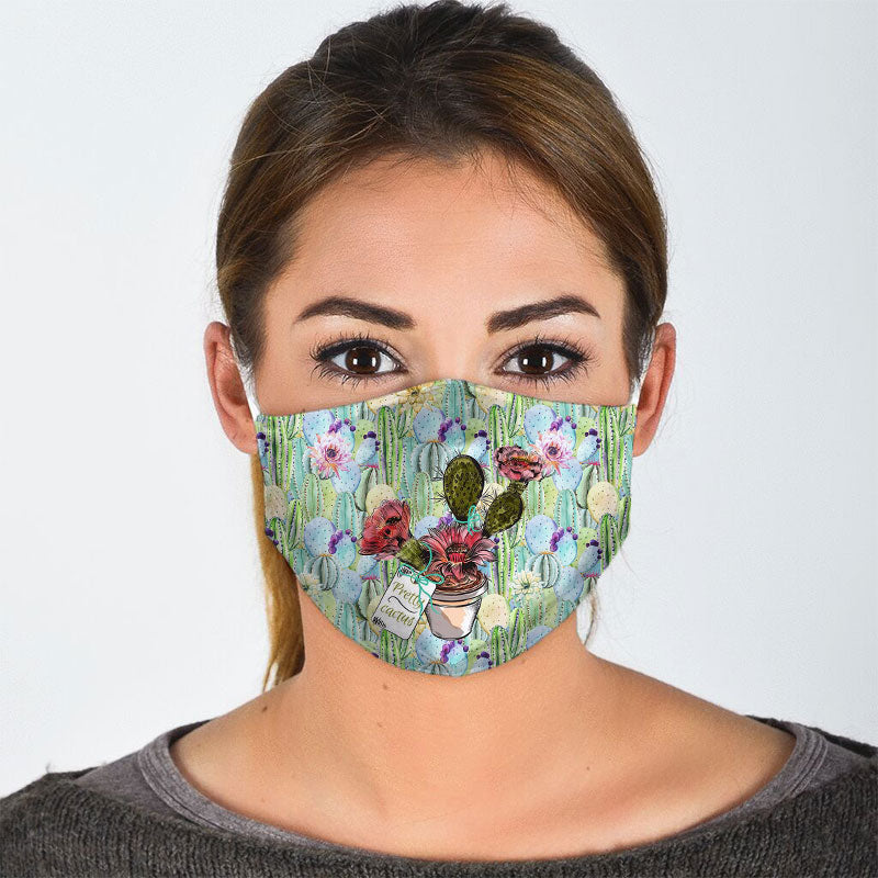 Pretty Cactus Seamless Pattern Face Mask