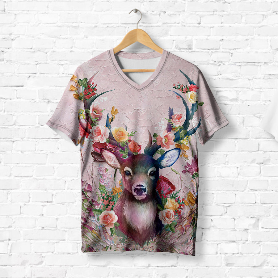 Pink Floral Deer T-Shirt