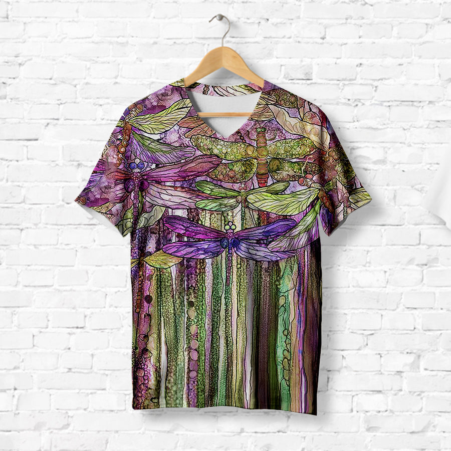 Purple Dragonflies In Golden Forest T-Shirt