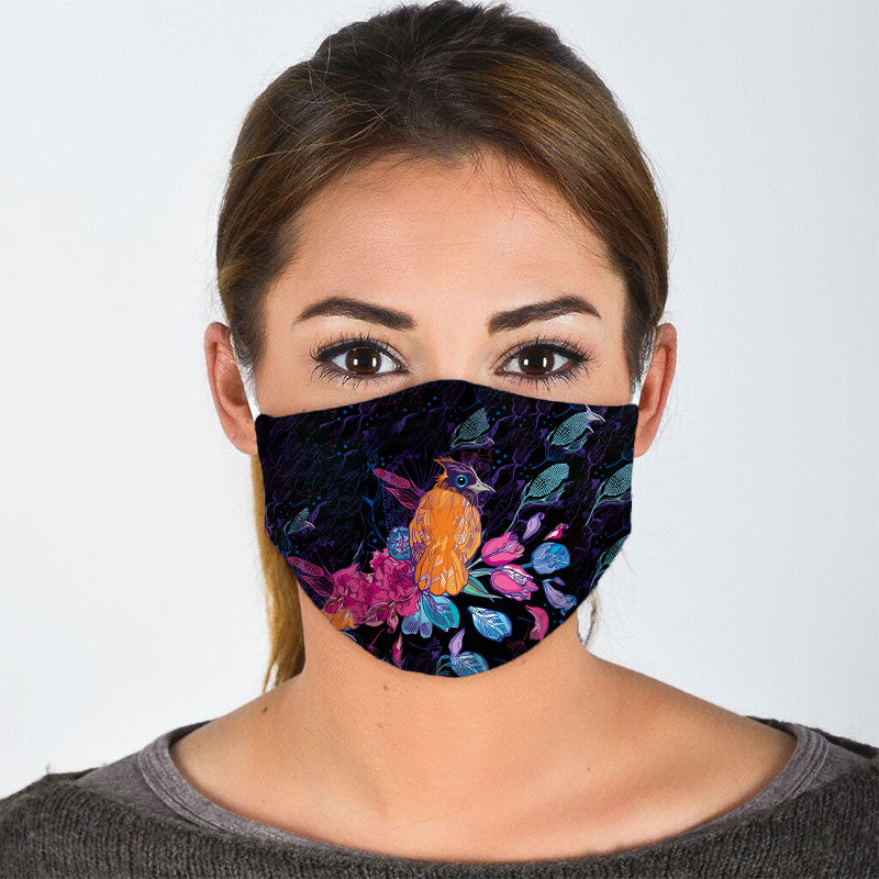 Bird And Flowers Face Mask