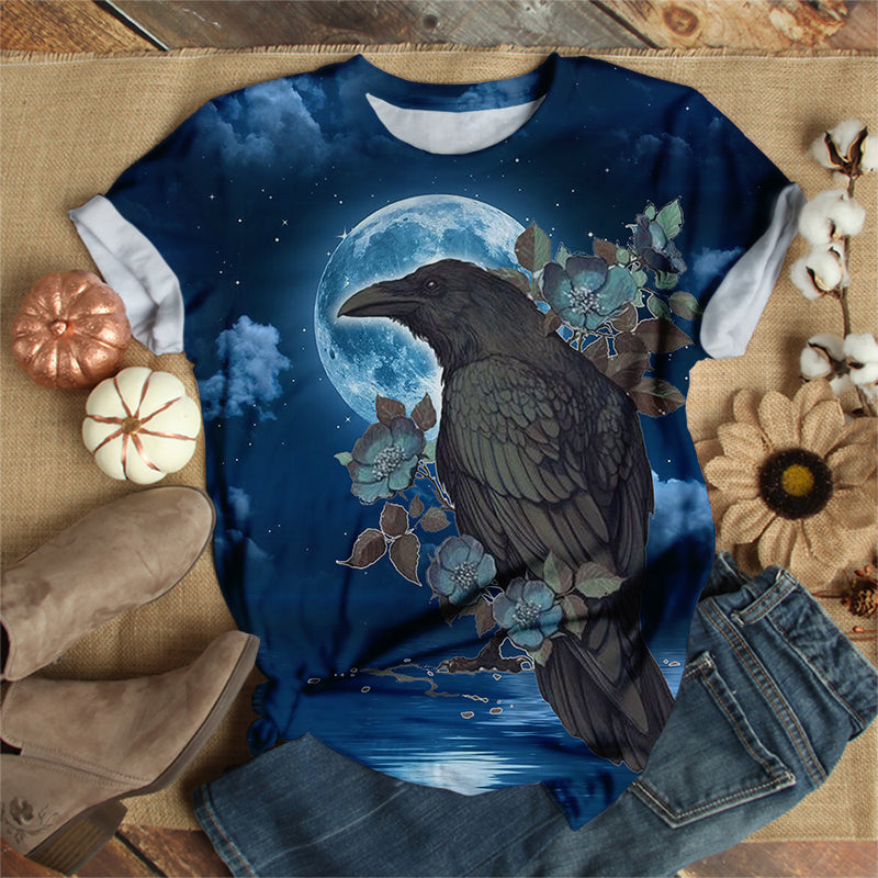 Raven On Full Moon Night T-Shirt