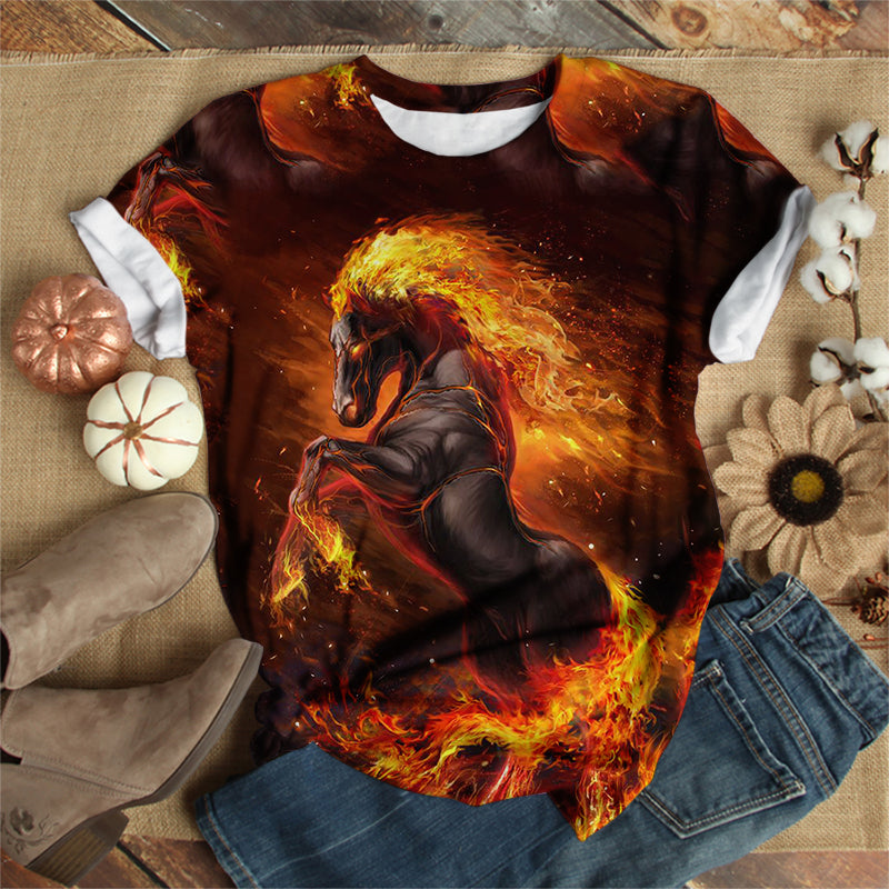 Black Horse On Fire T-Shirt