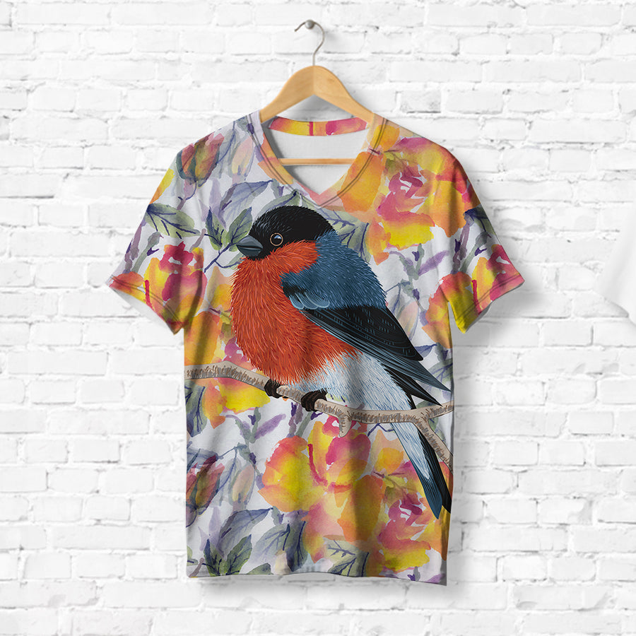 Watercolor Flowers Chubby Bird T-Shirt