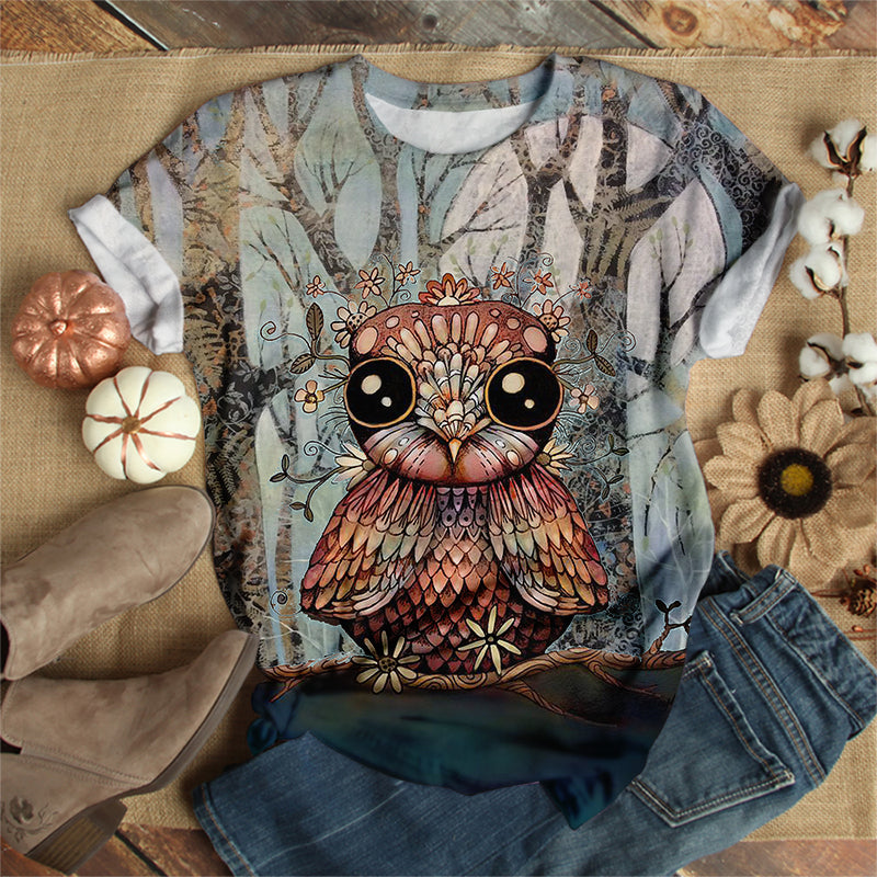 Big Eyes Owl Forest T-Shirt