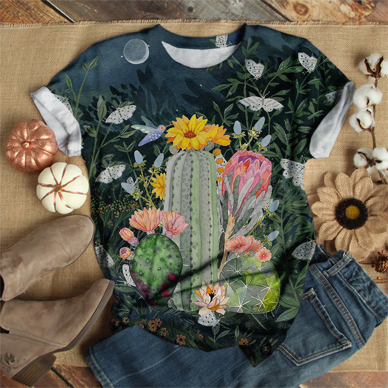 Cactus At Night T-Shirt