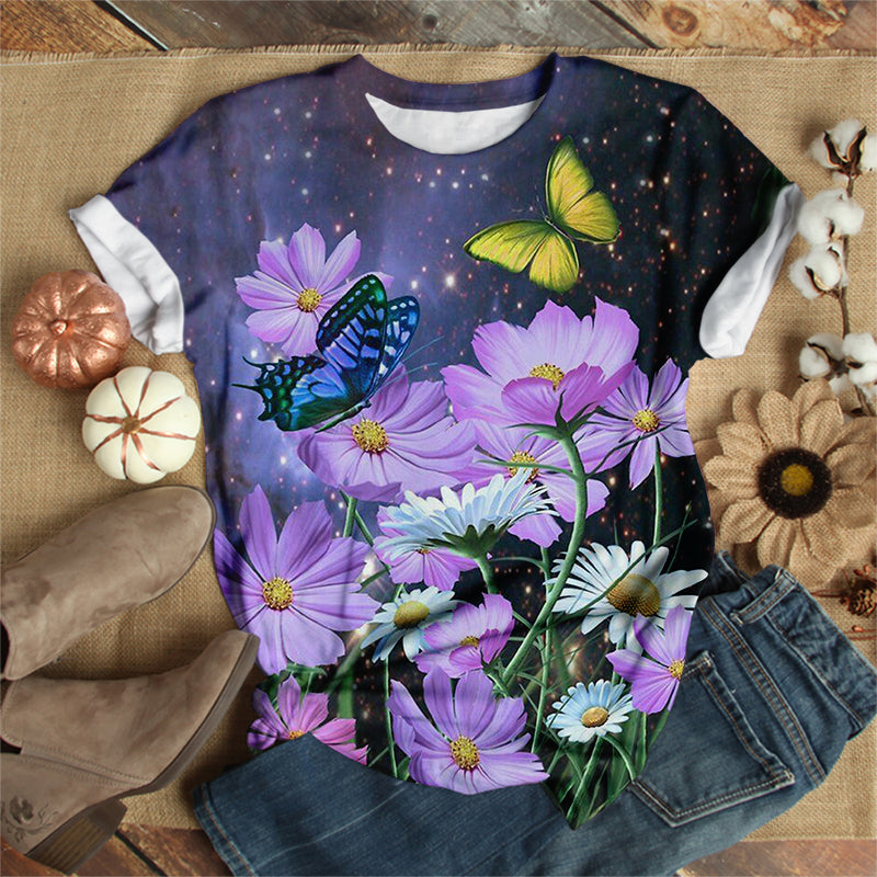 Butterfy With Flowers T-Shirt