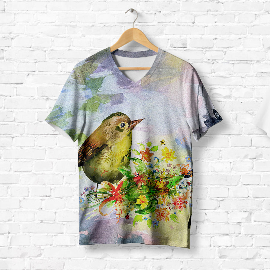 Bird With Blooming Flowers T-Shirt