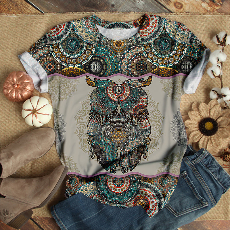 Owl In Classical Pattern T-Shirt