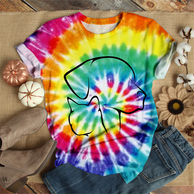 Tie Dye Cat And Dog T-Shirt