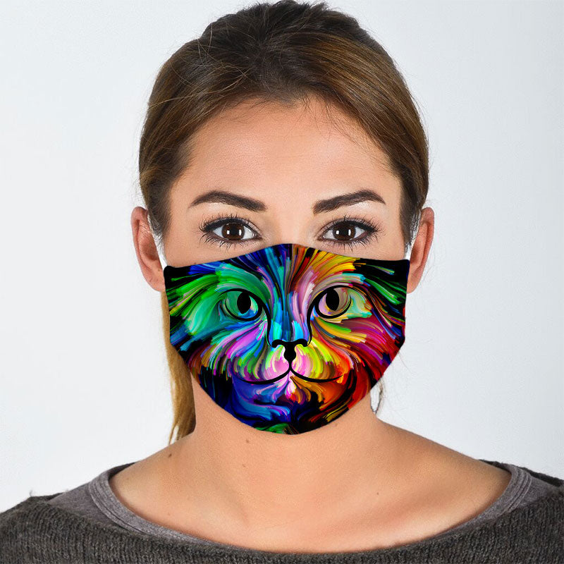 Colorful Cat Oil Painting Face Mask