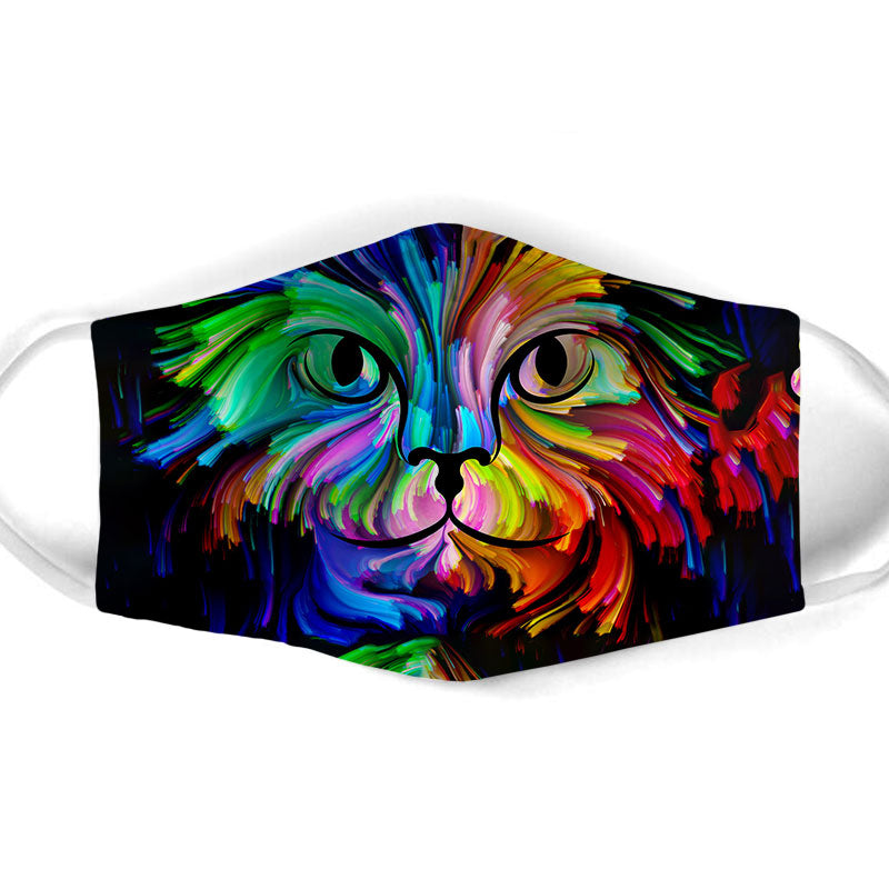 Colorful Cat Oil Painting Face Mask