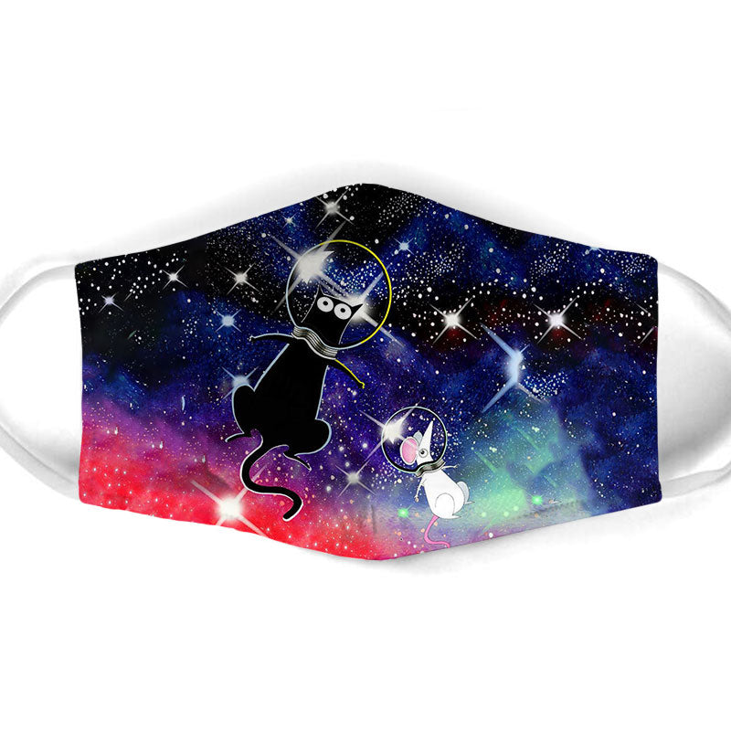 Astronaut Cat And Mouse In Space Face Mask