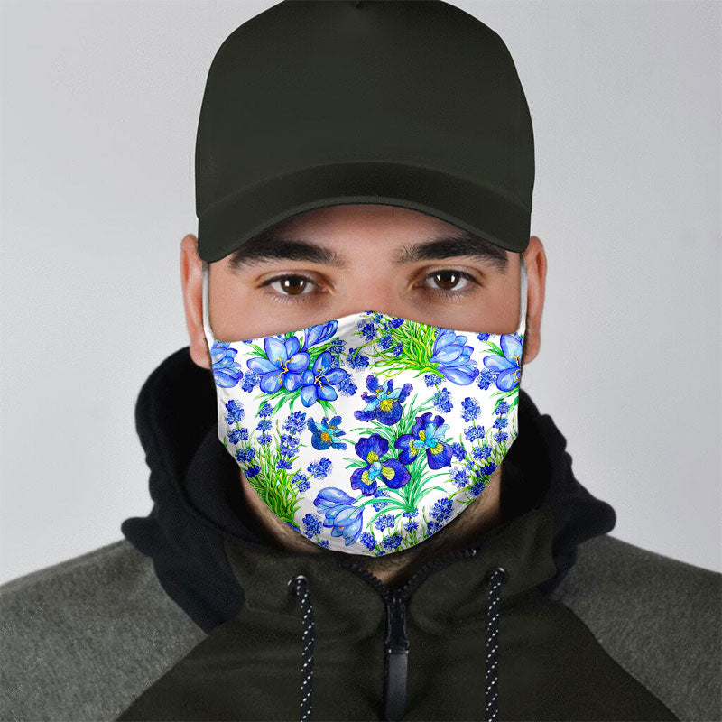 Blue Flowers Face Mask