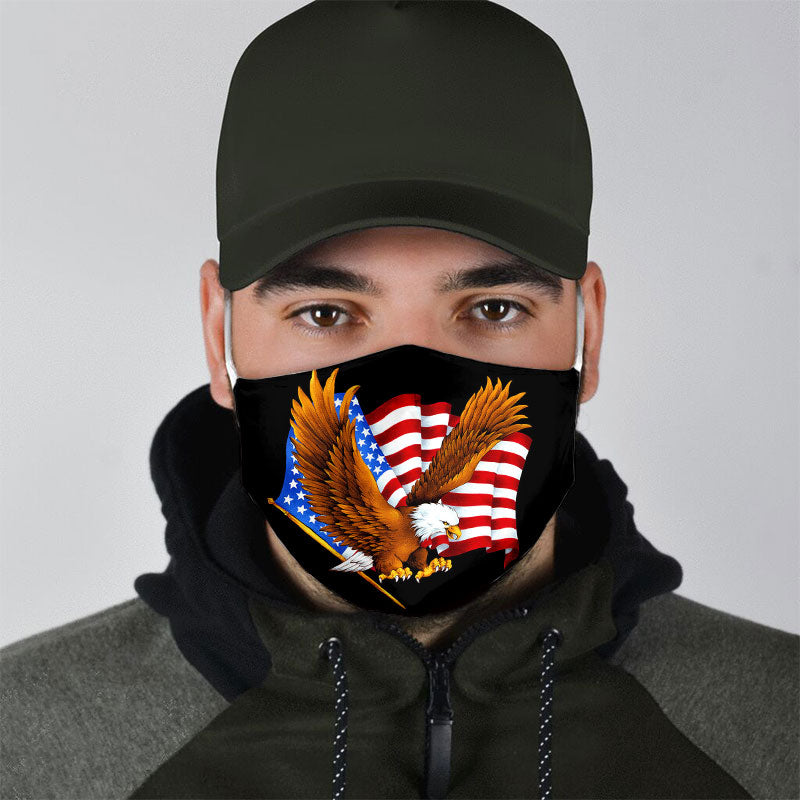Bald Eagle On American Flag Face Mask