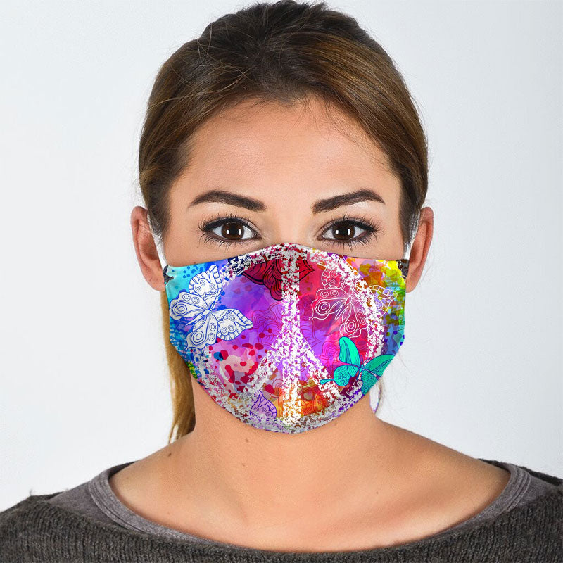 Hippie Peace Butterfly Face Mask