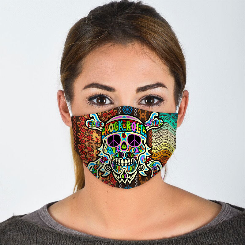 Hippie Rock N Roll Skull Face Mask
