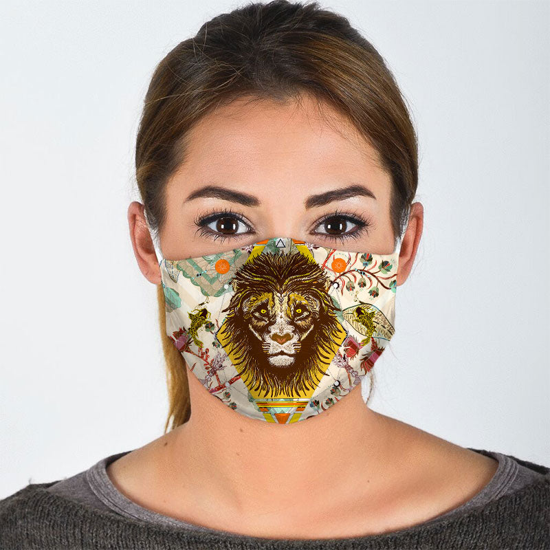 Lion Floral Face Mask