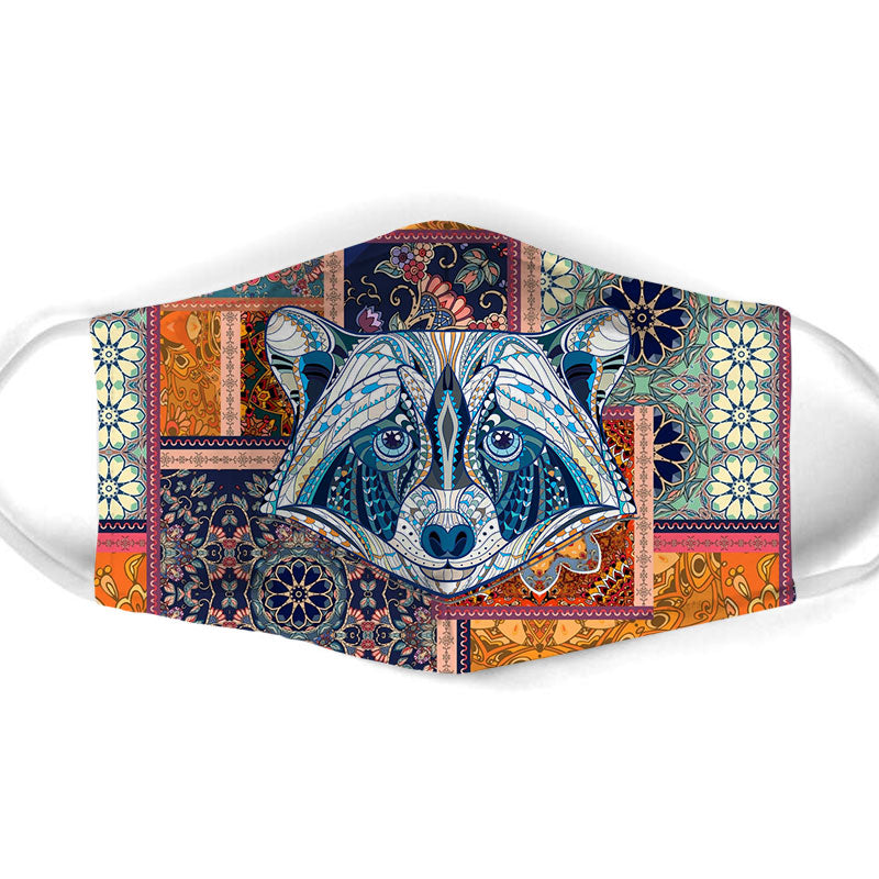 Patchwork Raccoon Pattern Face Mask