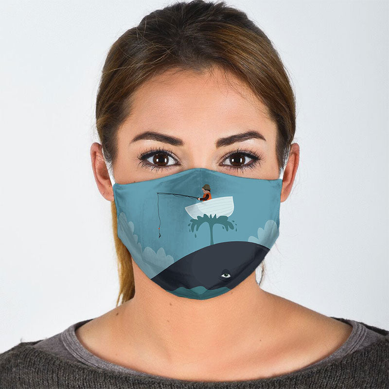 Whale And Human Going Fishing Face Mask
