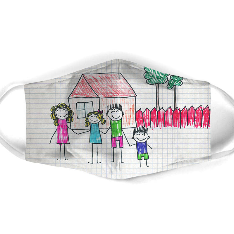 Doodle Hand Drawn Family Face Mask