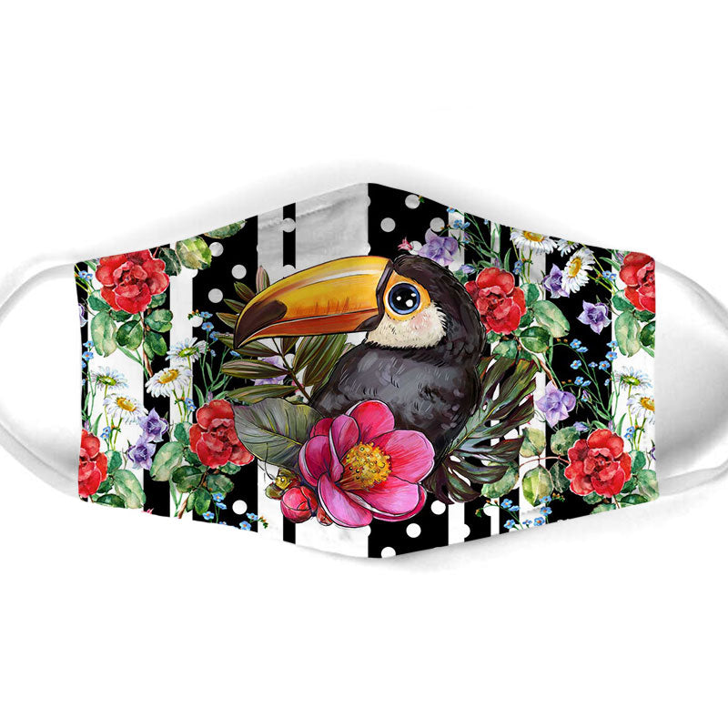Parrot With Flowers Face Mask