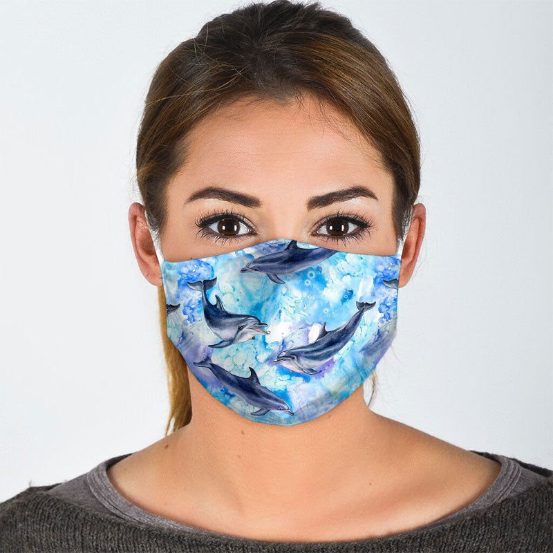 Watercolor Dolphin Face Mask