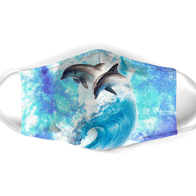 Dolphin On A Wave Face Mask