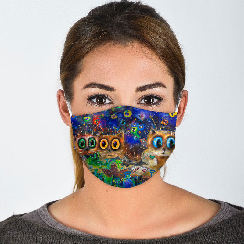 Cat Watercolor Face Mask