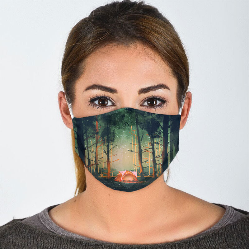 Fantasy Camping In The Woods Face Mask
