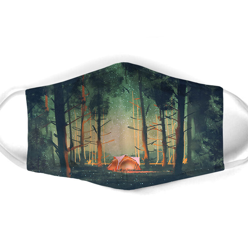 Fantasy Camping In The Woods Face Mask