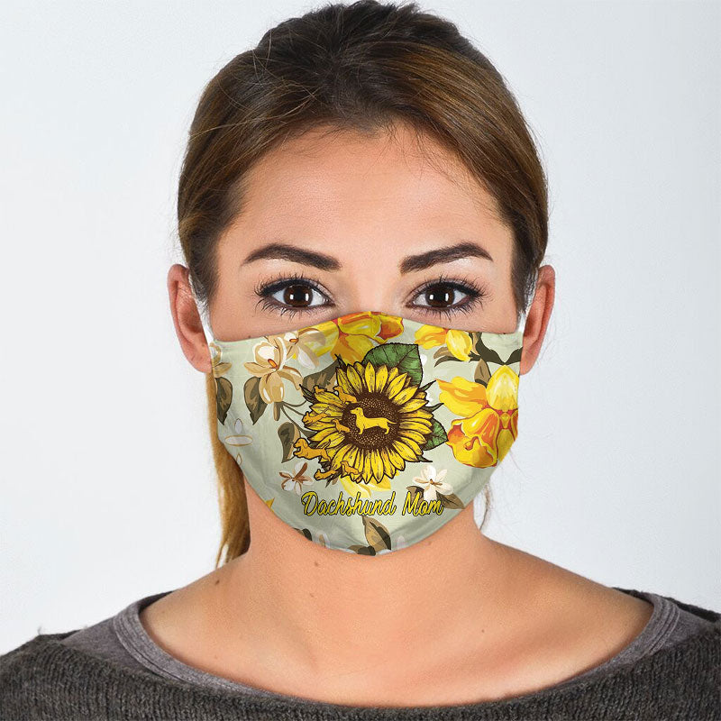 Sunflower Dachshund Face Mask